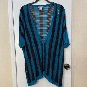 Alberto Makali Teal and Brown Striped Cardigan